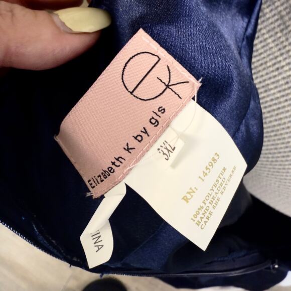 Elizabeth K By GLS, Davids Bridal, Plus Size 3X Dark Blue Bridesmaid SI-022 - Picture 6 of 10